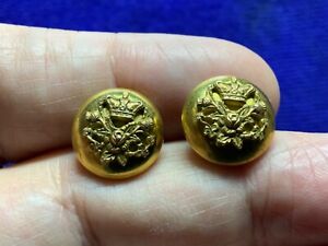 Pair 1837 Nos British Unity Rose Thistle Shamrock Qvc Mounted Device 14mm Button