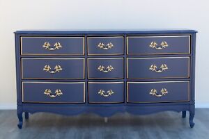 French Provincial Blue Dresser Vintage Dresser Standard Dresser Blue Dresser