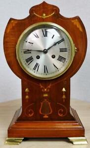 Stunning Antique Large French Inlaid Marquetry Mahogany Striking Bracket Clock