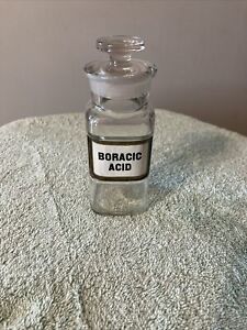 Antique Apothecary Bottle With Label Boracic Acid