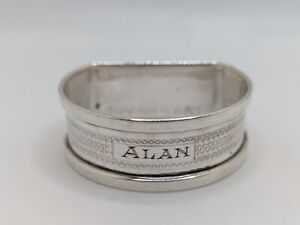 Antique English Sterling Silver Napkin Ring Alan Name Engraving Dated 1934