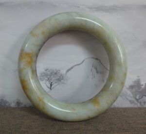 Old Large China Hand Carving Natural Nephrite Jade Women Bangle 6 3cm