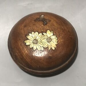 Chinese Antique Vintage Box Rosewood Carved Inlaid Shell Collections Small Box