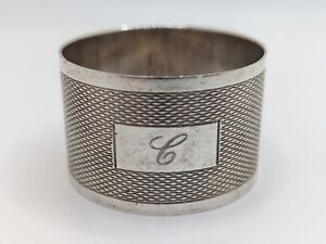 Vintage English Sterling Silver Napkin Ring C Initial Engraving Dated 1997