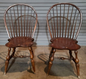 Pair Of D R Dimes Bow Back Windsor Chairs Bench Made