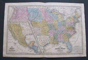 Rare Original 1839 Mitchell Map Us Earliest Map Of Republic Of Texas Ca 1836