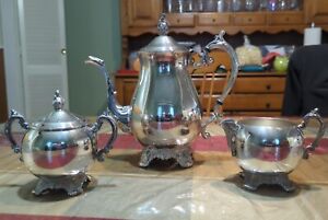 Vintage Fb Rogers Silver Co Tea Set Teapot Creamer Sugar Bowl See Photos Rea