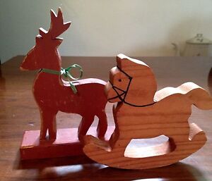 Wood Toys Animals Reindeer Rocking Horse Handmade Eastern Pa Vintage