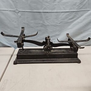 Antique Force 10 Kilog Black Cast Iron Balance Scale Mercantile Weighing 18 