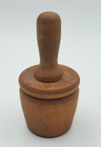 Vintage Miniature Wooden Butter Mold Press Or Butter Pat With Flower Design