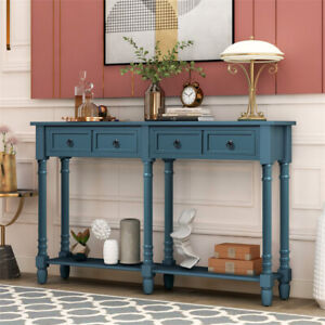 58 Retro Console Table With 2 Drawers And Bottom Shelf For Entryway Hallway