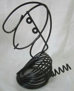 1970 S Eames Style Dog Puppy Black Pen And Letter Art Deco Retro In Metal Wire
