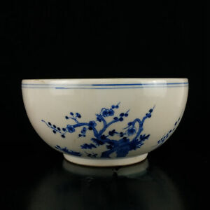 Chinese Blue White Porcelain Handpainted Exquisite Flowers Birds Bowl 15553
