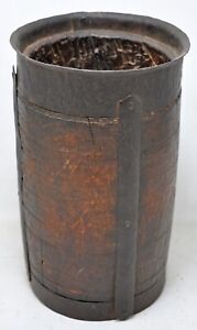 Antique Wooden Kitchenware Grain Measurement Pot Paili Original Old Hand Carved