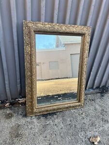 Large Vintage Very Pretty Ornate Gold Frame Mirror 46 X 34 Glass 35 X 23 