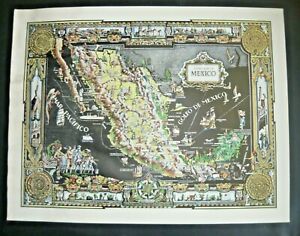 Story Map Of Mexico Pub By Colortext Publications Chicago Ill 1939 17x22 In 