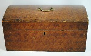19th C Wooden Domed Document Box Heavily Grain Paint Decorated American From M