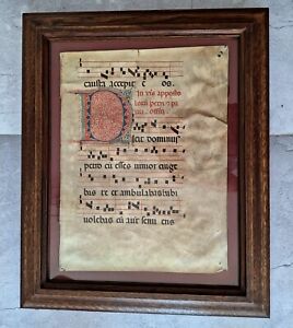 Rare Antiphonal Or Antiphonary Framed Medieval Page Nr 2 Choral Music