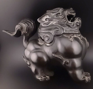 Vintage Japanese Lion Shishi Censer Bronze Incense Burner Amazing Condition 