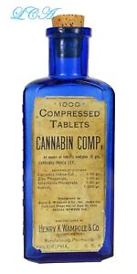 Nice Blue Wampole S Cannabis Tablets Antique Bottle W Copy Marijuana Label
