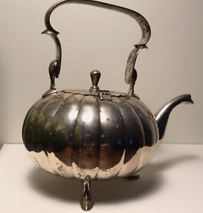 Pumpkin Shaped Silver Teapot Kettle Plated Handmademiddle East Style Three Foot