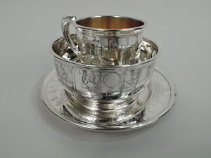 Gorham Baby Set W8 24 Antique Edwardian Cup Bowl Plate American Sterling Silver