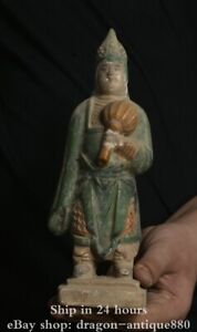 8 8 Old Chinese Tangsancai Pottery Dynasty People Man Fan Statue Sculpture