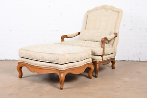 Baker Furniture French Provincial Louis Xv Oversized Fauteuil And Ottoman