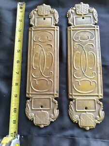 2 Vintage Virginia Metalcrafters Brass Door Push Plates 11 3 8 X 2 7 8 Inches