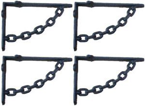 4 Cast Iron Rustic Chain Brackets Braces Bookshelf Brackets