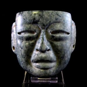 Ancient Pre Columbian Olmec Jade Stone Mask Private Collection