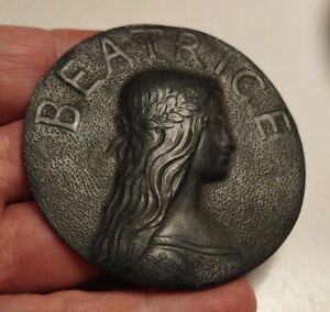 Arts And Crafts Period Bronzed Pewter Plaque Beatrice Portinari Dante