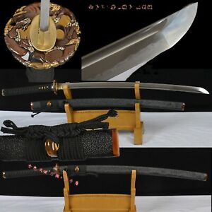 Clay Tempered Grind Blade Japanese Samurai Katana Sword Fishskin Horn Saya Sharp