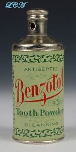 Antique Benzotol Tooth Powder Tin Butte Montana Finlen Drug Co Complete 