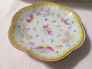 Antique Chinese Porcelain Footed Bowl Famille Rose Butterflies And Flowers