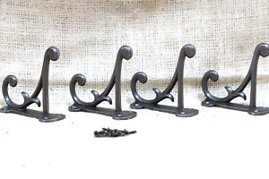 4 Coat Hooks Antique Style Cast Iron 4 5 Wall Double Restoration Industrial