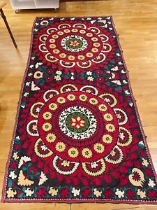  Vintage Uzbek Silk Suzani Textile 4 9 X 10 0
