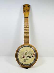 Antique 1920 S Ukulele Banjo Sexy Flapper Girl Folk Art As Is Unmarked