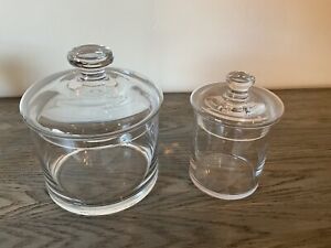 Vintage Apothecary Jars Clear Two In Set With Lids