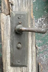 Antique Brass Screen Storm Door Lever Latch Knob Set Skeleton Keyed