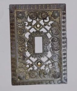 Antique Vintage Gothic Brass Ornate Light Switch Plates With Cherubs Lot Of 3