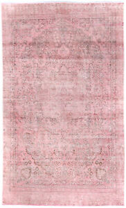 Muted Pink Floral Design Antique 5 7x9 2 Distressed Vintage Oriental Rug Carpet