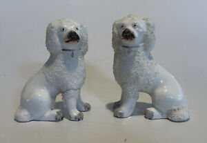Small Antique Pair Of Staffordshire Poodle Dogs