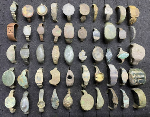 Set Of Rare Ancient Roman Bronze Rings 50 Pcs Inserting Stones