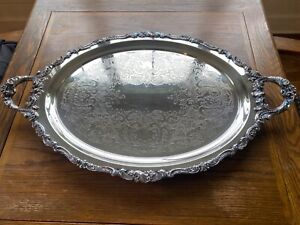 Baroque By Wallace Silver Plate Footed Serving Tray