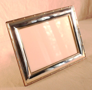 Big Carrs 8 75 Sterling Silver Picture Frame Modern Repousse Reed Ribbon Easel