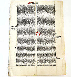 Rare 1495 Froben Incunable Bible Leaf Manuscript Christian Decor Worthy Display