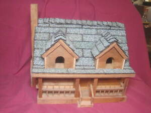 Vtg Hand Made Folk Art Primitive Wood Log Cabin Rustic House Model 12 X 11 X 9 
