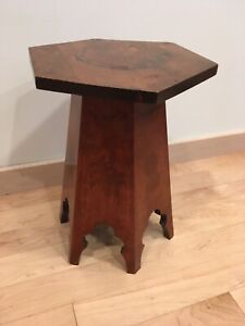 Vintage Arts Crafts Tabouret Table Bench Moroccan Gothic Interesting Looking
