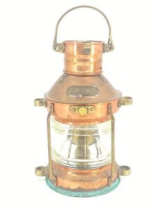 Vintage Anchor Copper Oil Lamp Maritime Boat Ship Lantern Sealine Holland